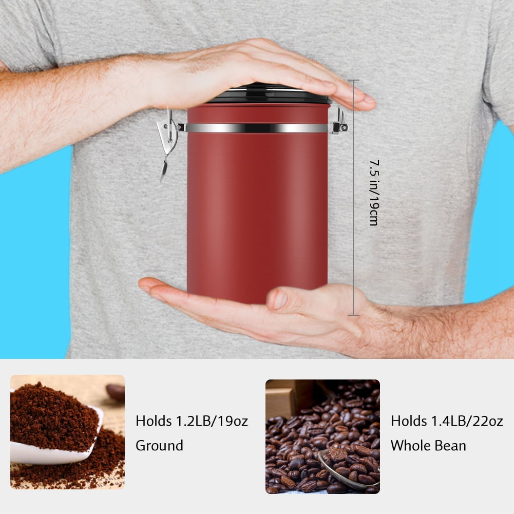 ACOUTO Coffee Container Large Airtight Stainless Steel Vacuum Sealed