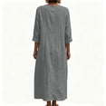 thumbnail image 5 of Women's Solid Midi Dress, Cowl Neck 3/4 Sleeve Button Detail Loose Casual Dress with Side Pockets for Summer Daily Outfits Gray L(L), 5 of 6