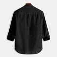 thumbnail image 5 of Fimkaule Button Down Shirts for Men 3/4 Sleeve Summer striped stand collar 7 points sleeve cotton shirt Top Casual Blouse Tops, 5 of 8