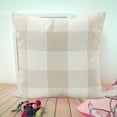 Throw Pillow Cover Farmhouse Decorative Pillowcase Linen Cushion Case with Plaids for Home Decor