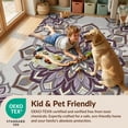 thumbnail image 4 of Design&I 9'x12' Washable Area Rug Snag-Free Vintage Pastel Petal Symmetry Flower Lilac Dorm Purple Boho Playful for Dining Room, Basement, Large Office, 4 of 7
