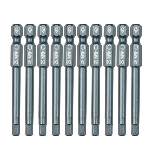 Juego de 10 brocas para destornillador en acero S2 azul, 65mm de largo y 6.3mm de diámetro, punta magnética HRC58 - Incluye opciones en hexágono, ranura, Torx, Tri-Wing y triangular (H4.0 incluido)