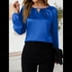thumbnail image 4 of Camisa Informal de Satén de Larga para Mujer, Elegante Blusa de Trabajo, Atuendo Formal de Otoño para la Oficina Azul L, 4 of 10