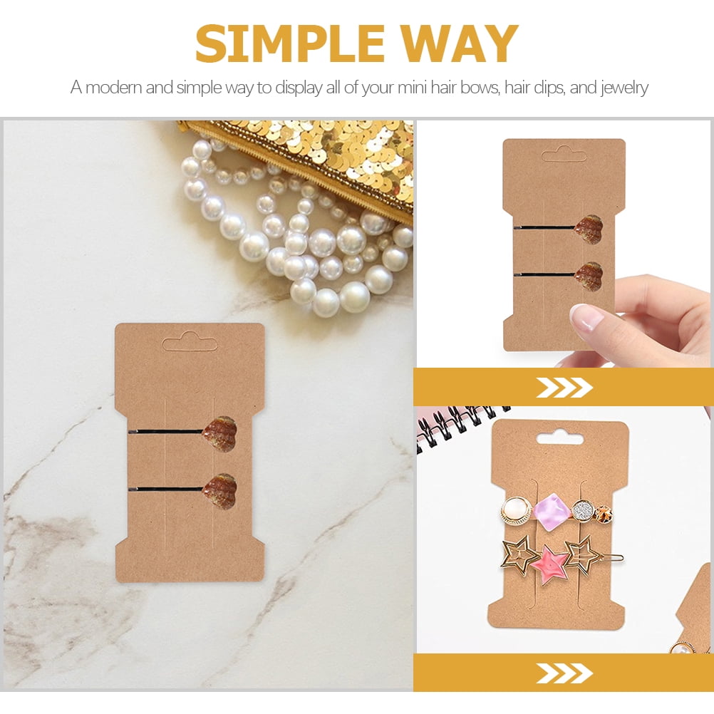 120 Pcs Hair Clip Display Cards Paper Hairpin Display Cards Kraft Paper Hairpin