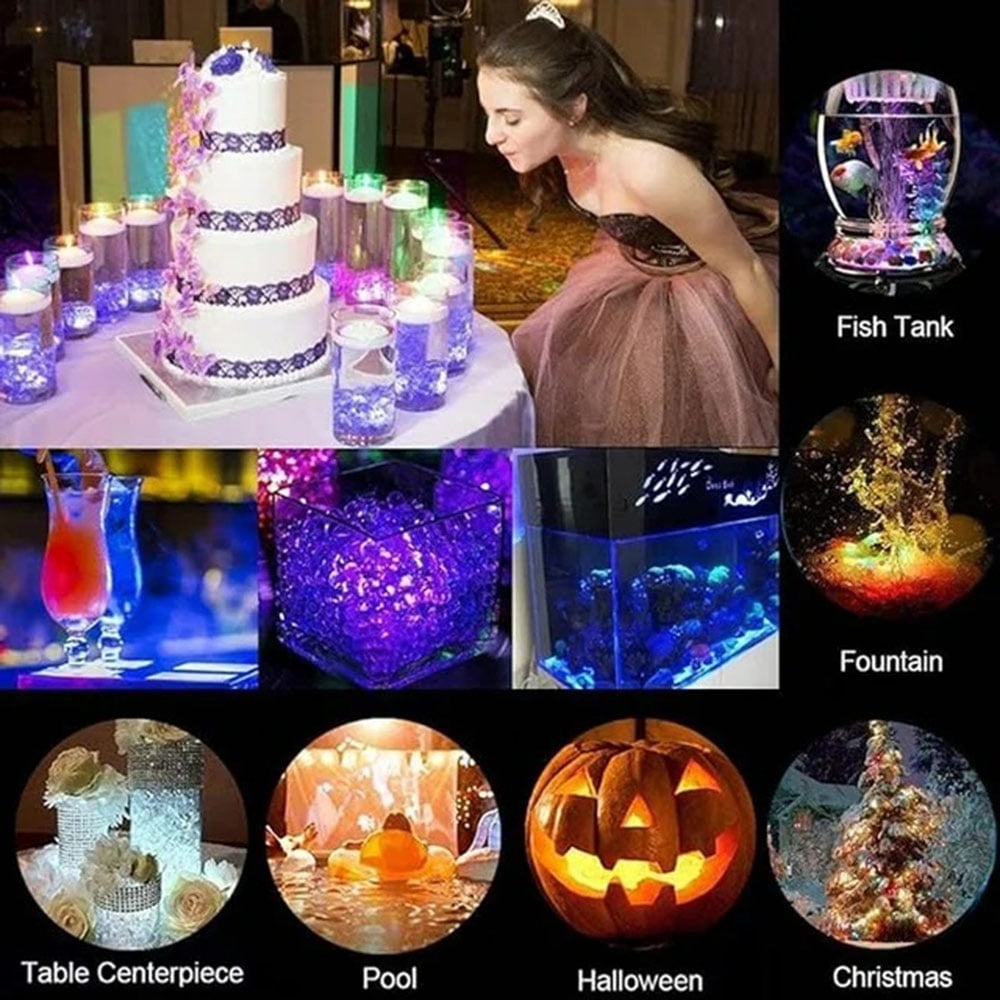 Tianherq 8 Pack 13 Colors Changing Submersible LED Lights with Remote, 3LEDs Pool Lights with Magnets Suction Cups for Ponds