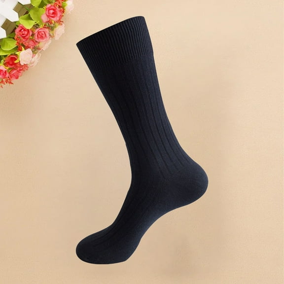 Under $ 10 Socks Navy Autumn Winter Men's Mid Tube Solid Color Cotton Business Socks