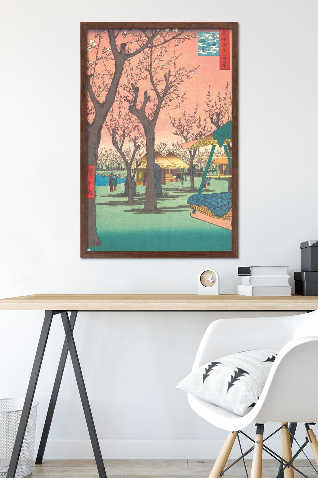 Utagawa Hiroshige - Plum Garden at Kamata Wall Poster, 22.375" x 34" Framed