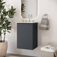 thumbnail image 2 of Sink Vanity Cabinet, Wall Mount, White Grey Gray, Ceramic, Melamine, Modern Contemporary, Hotel Bedroom Bathroom Master Suite Guest, 2 of 9