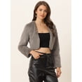 thumbnail image 2 of Abrigo de piel sintética de manga larga sin cuello, chaqueta corta con parte delantera abierta y corta para mujer Gris Oscuro XL, 2 of 6