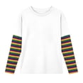thumbnail image 3 of Girls Long Sleeve Tees Shirts Toddler Clothes for Boys Girls Unisex Kids Faux Layered Striped Top, Comfort Festival Playwear Tee For Boys Girls Everyday Use Back To School Outfits For Girls, 3 of 4