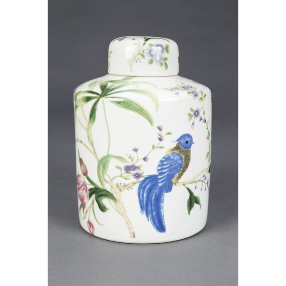 AA Importing Birds and Flowers Cylindrical Jar with Lid