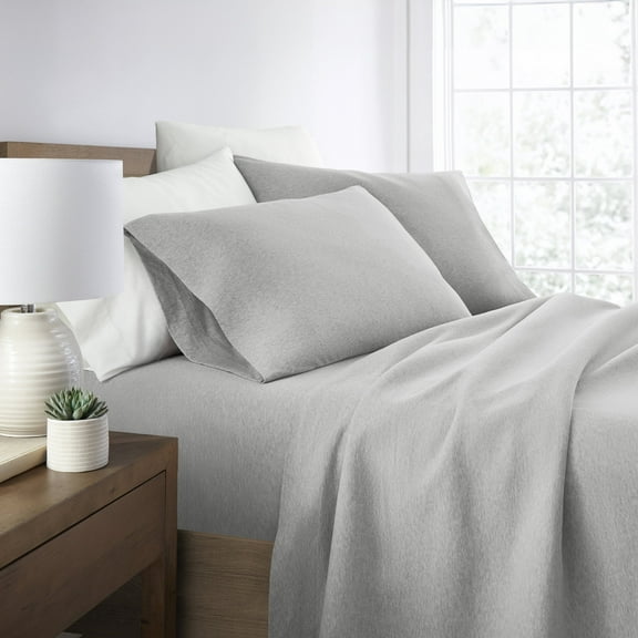 Ultra Soft & Stretchy Jersey Cotton Bed Sheets Set Wrinkle Free & Breathable Twin XL Light Gray Bedding by Comfort Canopy