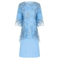thumbnail image 3 of Miutii Womens 2pcs Elegant Plus Size Dress Set Evening Cocktail Mother's Dress Embroidery Lace Cover Light Blue 8XL, 3 of 9