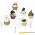 thumbnail image 1 of Soporte de exhibición de acrílico de 3 niveles, soporte transparente para cupcakes, soporte de exhibición de postres en forma de media luna, torre, 1 of 7