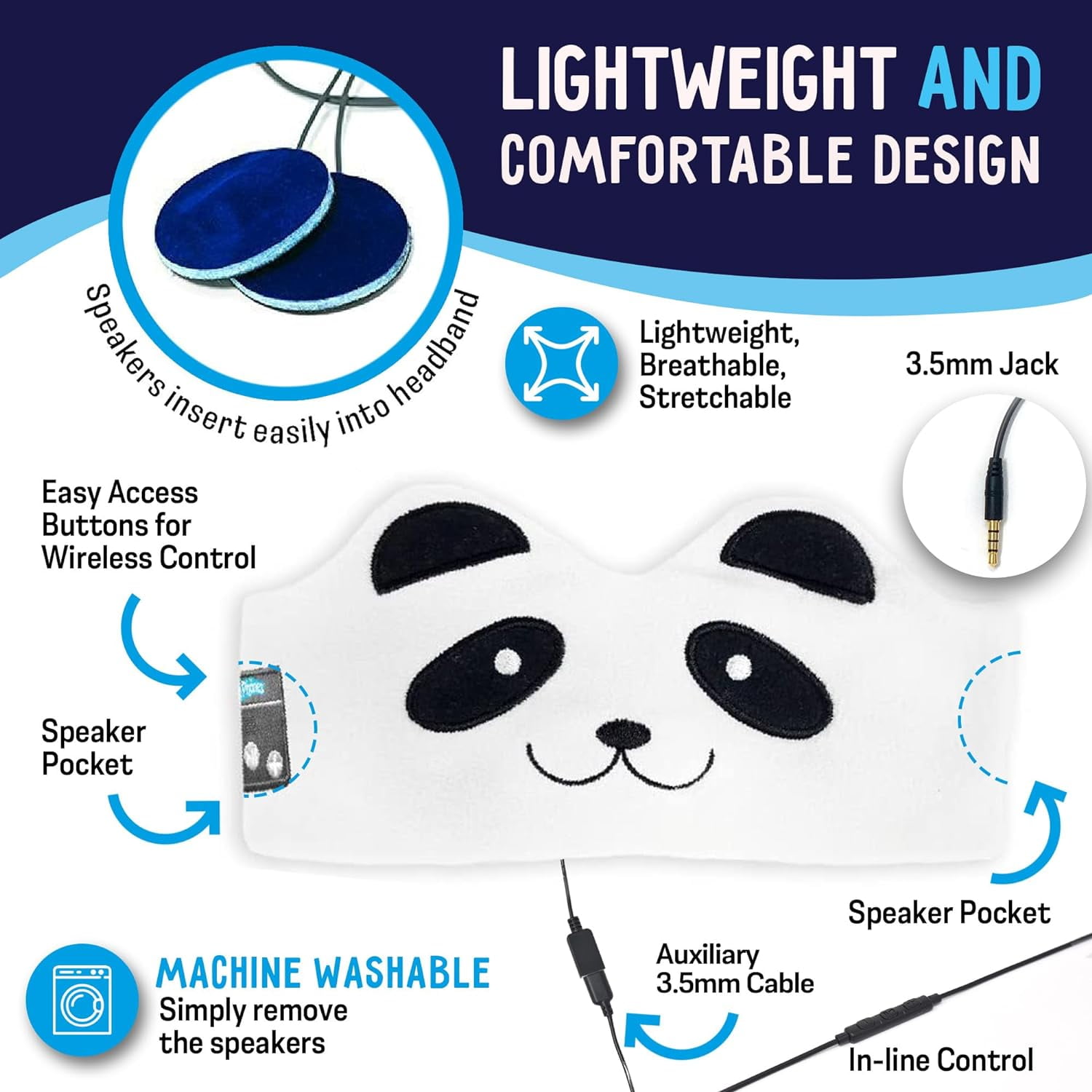 CozyPhones 3.0 Kids Headphones Wireless & Wired with Volume Limiting, Perfect Toddler Earphones - Includes Wired Option & Travel Bag. Great for Girl or Boy, School, Home and Travel - Panda