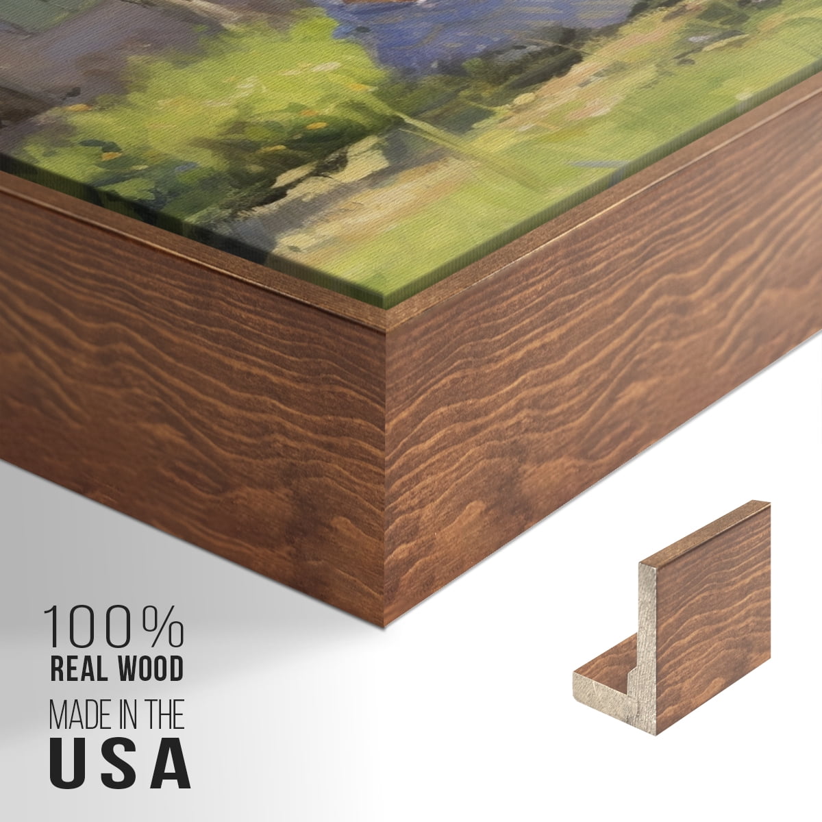 Vintage Landscape-CCLI By Wexford Home Framed in Walnut Wood Gallery Wrapped Canvas 25 in. x 37 in.