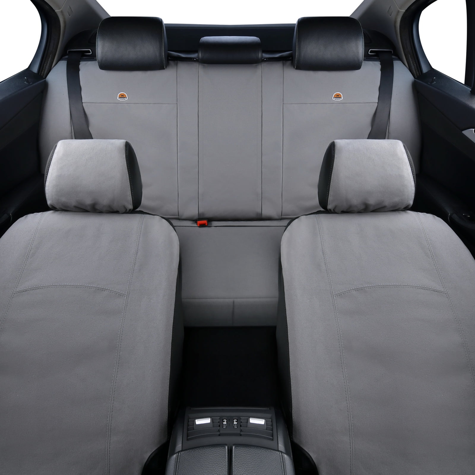 Coverado Front Car Seat Covers 2 Seats, Waterproof Canvas Seat Protectors, Car Seat Cushions for Kids & Dogs, Universal Fit Most Cars SUV Trucks, Gray