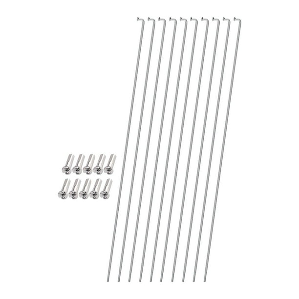 10 radios de bicicleta de acero inoxidable de 2 mm, pieza de reparación resistente al impacto con 27 cm x 2 mm