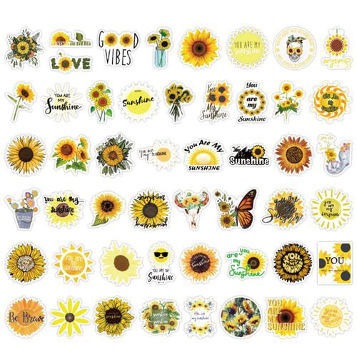 Small Gift Sunflower Sticker Water Resistant Laptop Sticker Water Bottle Sticker Yellow Sticker