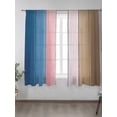 thumbnail image 2 of Blue Pink Sheer Curtains 72 Inch Long 2 Panels, Brown Gradient Wood Grain Farmhouse Retro Striped Light Filtering Rod Pocket Semi Sheer Curtains, Sheer Voile Drapes for Living Room Bedroom, 52"x72", 2 of 5