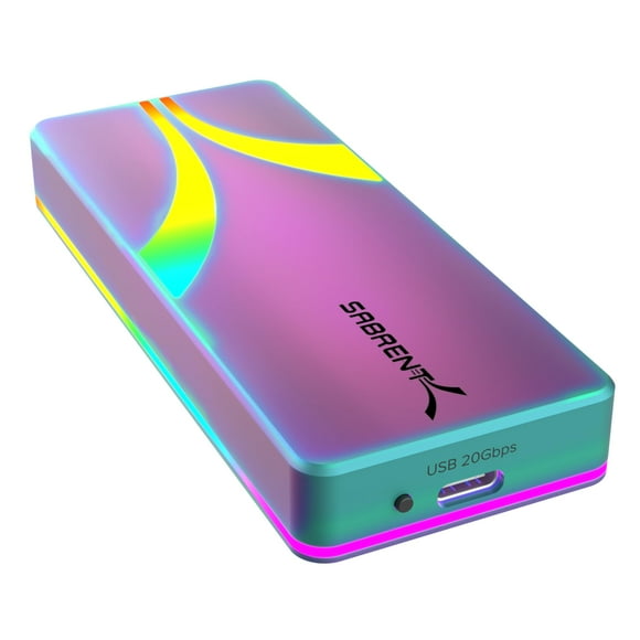 Carcasa SSD SABRENT Rocket RGB USB C de 20 Gbps M.2 Sata/NVMe