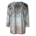 thumbnail image 3 of Ydkzymd Compression Shirts for Women 3/4 Sleeve Button Up Comfy Floral Printed Graphic Blouses Oversized Flowers Fall Plus Size Tops Marble Henley Trendy V Neck Shirts Green L, 3 of 4