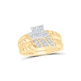 thumbnail image 2 of 10kt Yellow Gold His Hers Round Diamond Square Matching Wedding Set 1/2 Cttw, 2 of 3