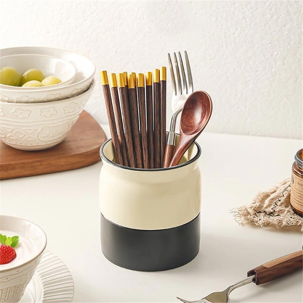 Utensil Holder Caddy, Ceramic Utensil Holder for Countertop, Vintage Utensil Crock