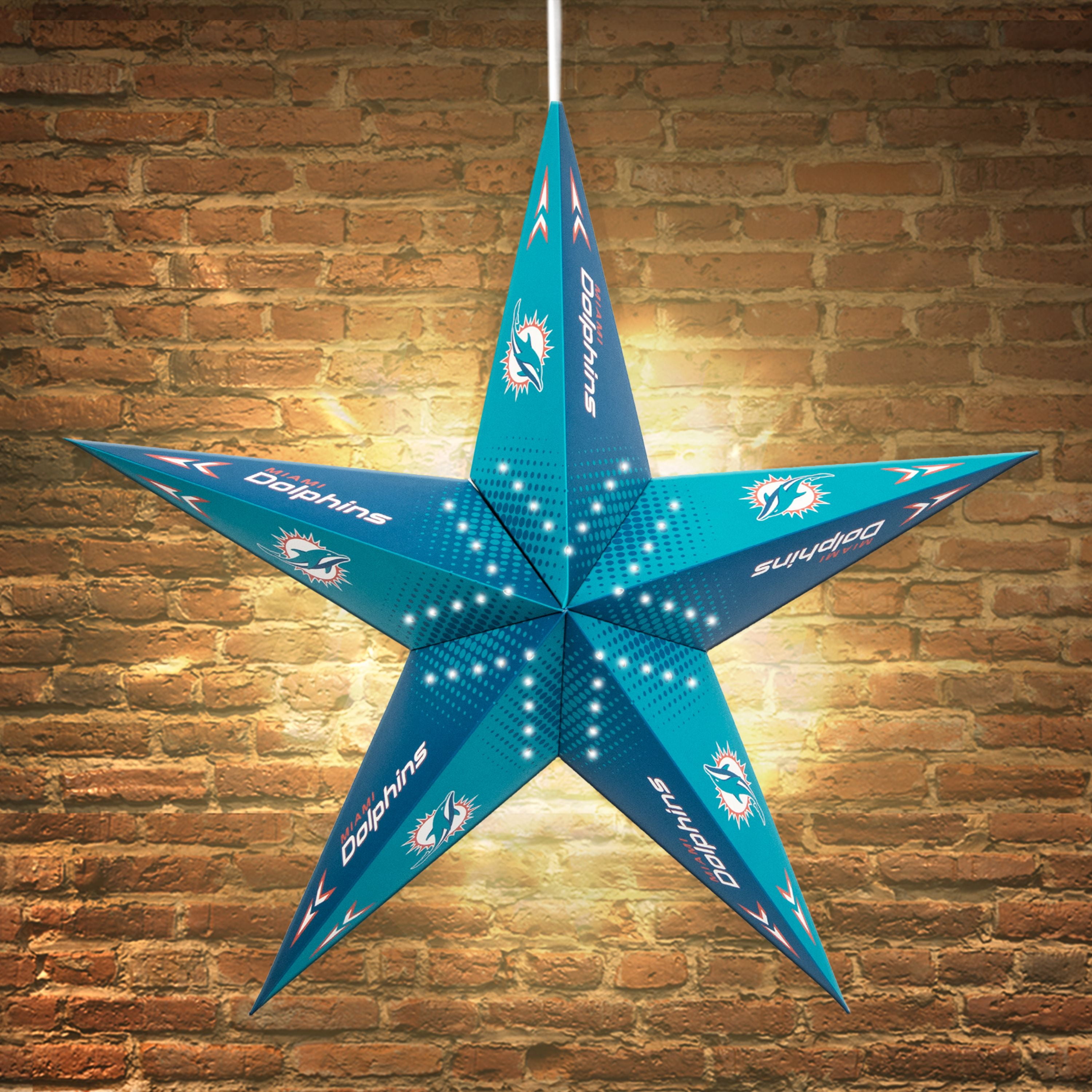 Little Earth - NFL Licensed Paper Star Lantern, Miami Dolphins