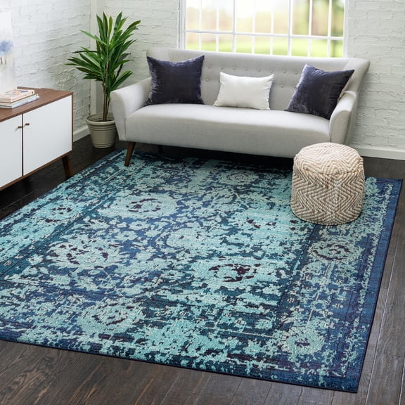 Unique Loom Medici Collection Area Rug - Salamanca (8' Square Blue/Light Blue)
