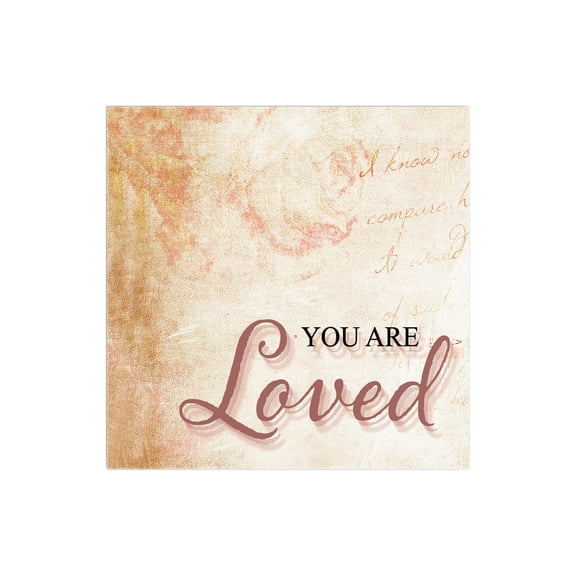 You Are Loved Peach Cream Blur 12 x 12 Wood Wall Sign Plaque