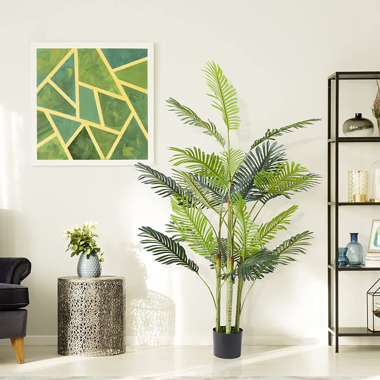 YODOLLA 5.6 Feet Artificial Areca Palm Silk Tree, Fake