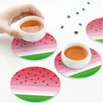 thumbnail image 6 of Gaeub Watermelon Print 6 Pcs Leather Coasters for Drinks ,Drink Coasters Sets,Drink Table Cup Coasters for Living Room Kitchen Coffee Decor,Round Shape, 6 of 6