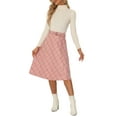 thumbnail image 3 of INSPIRE CHIC Women's Plaid Skirts Belted High Waist A-Line Mid-Length Skirts XL Light Pink, 3 of 7