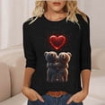 thumbnail image 5 of YUNAFFT Valentine's Print Casual T-Shirt for Women with Round Neck and Three-Quarter Sleeves Loose Fit Pullover Top, 5 of 7