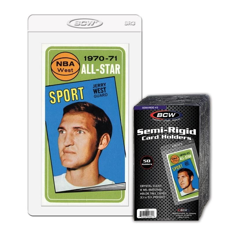 50 BCW SEMI RIGID CARD HOLDER 3 For Tall Trading Cards 3 1 3 X 5 7 8