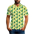 thumbnail image 1 of Blusa y camisa informal de manga corta con cuello vuelto y estampado de San Patricio para hombre., 1 of 6