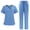 Sky Blue, variant on Scrub Sets for Women Solid Color V-Neck Short Sleeve Long Pants Nurse Uniform with Pock
