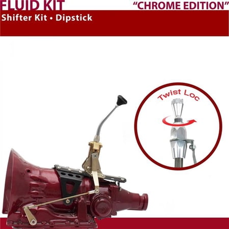 American Shifter 2004R Shifter Kit 8 in. Dipstick Chrome Push Button Ringed Knob for D6742