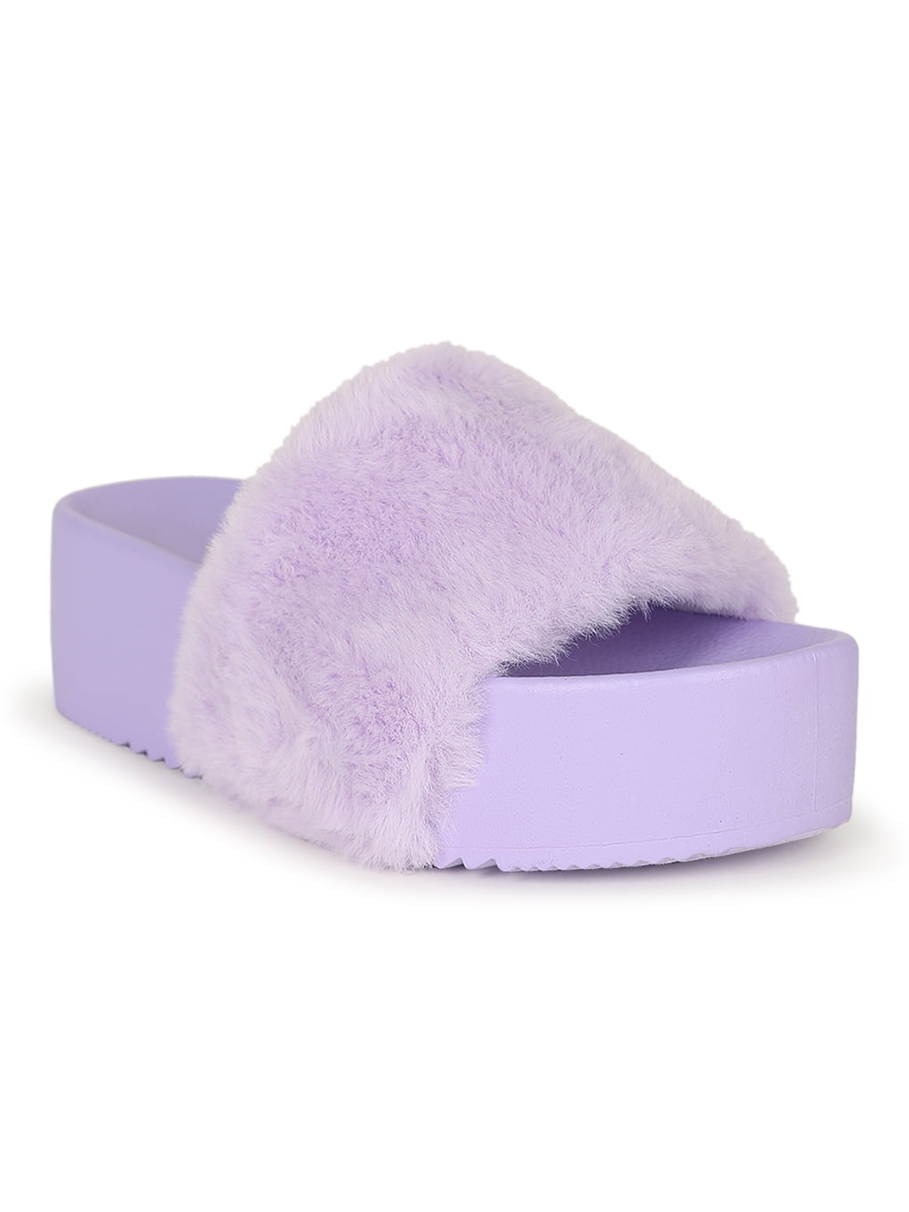 faux fur platform slides