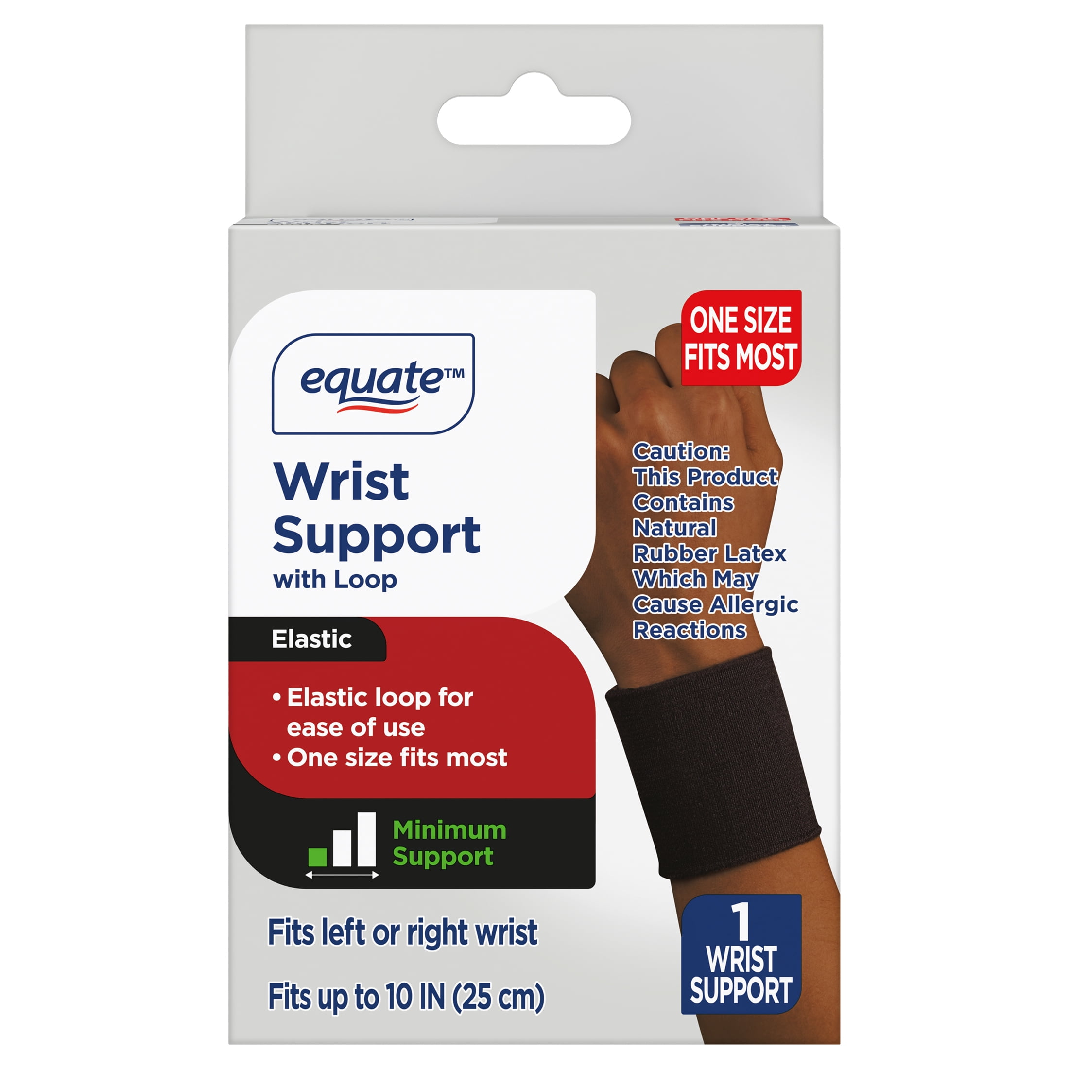 (4 pack) Equate Elastic Wrist Support with Loop, Black, One Size