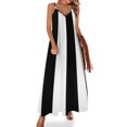 thumbnail image 1 of Vestido sin mangas con estampado de rayas blancas y negras retro, vestido suelto para mujer, ropa para mujer, 1 of 7