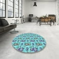 thumbnail image 3 of Ahgly Company Indoor Round Patterned CadetBlue Green Area Rugs, 5' Round, 3 of 6