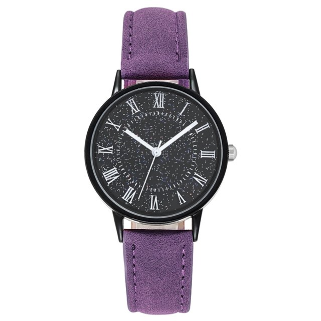 Sfonq Price Drop Womens Watches ,Mothers Day Gift for Grilfriend Women's Watch Quartz Dial Star Sky Watch Frosted Leather Strap Ladies And Girls' Watch,Purple Buy 2 Save 10%