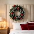 thumbnail image 6 of Artificial Cypress Christmas Wreath Pinecone Red Berry Front Door Hanging Holiday Decor, 6 of 6