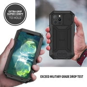 iPhone 13 Pro Max Case 6.7 with Screen Protector, TECHCIRCLE Heavy Duty Military Metal Hybrid Rugged Kickstand Water-Resistant Shockproof Full Protective Cover with Slide Camera Protector, Black