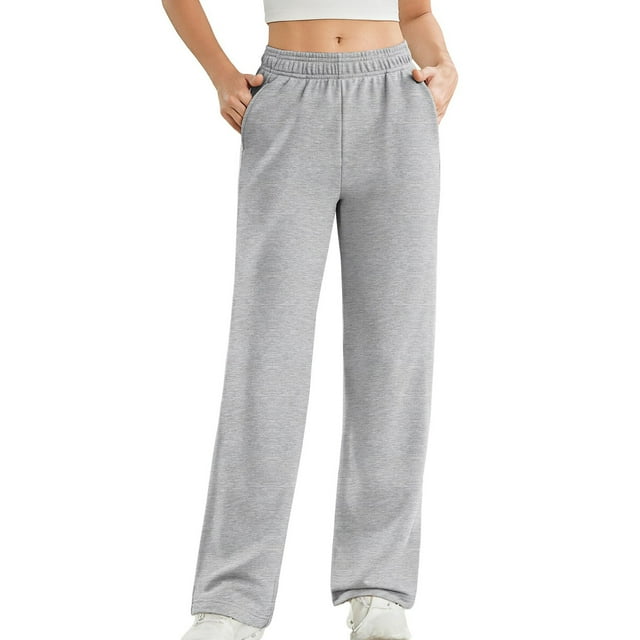 Womens Sweat Pants, Fashion Casual Solid Color Waist Sweatpants with Side Pockets
