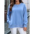 thumbnail image 5 of Female Oversized Sweatshirts Long Sleeve Hoodies Shirts Fall Side Slit Pullover Top Teen Outfits Blue M, 5 of 9