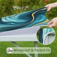 thumbnail image 6 of Teal and Gold Marble Splatter Pattern Square Fitted Tablecloth with Elastic Edge,Square Table Cover,Washable Elastic Table Cover for Home Kitchen Party Decor 34"x34", 6 of 6