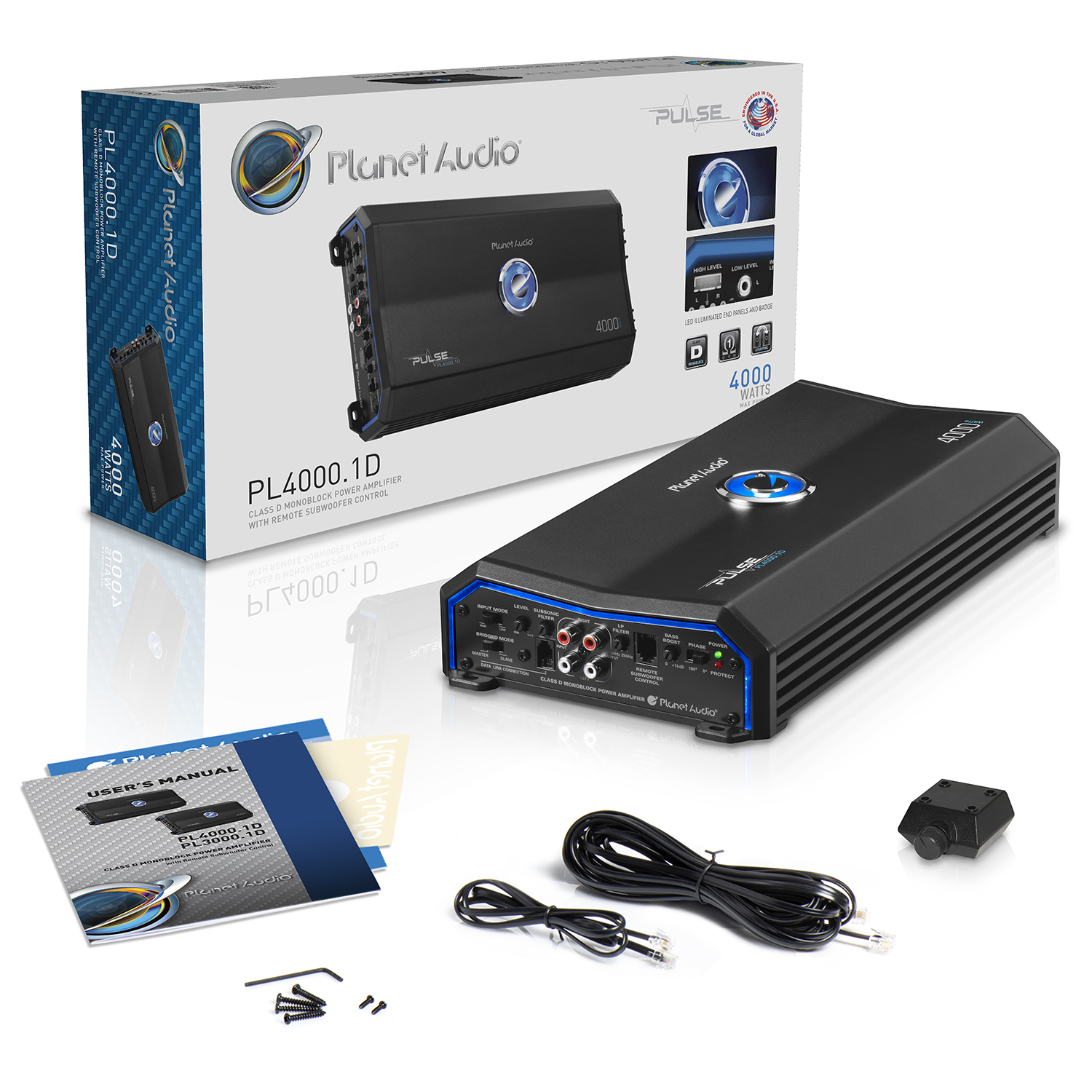 Planet Audio PL4000.1D Pulse Series Car Audio Amplifier 4000W Output,  Monoblock, Class D, Mosfet